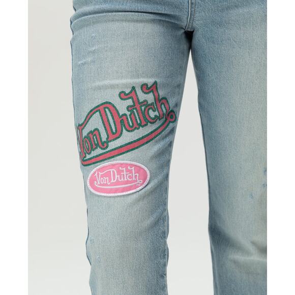 NWT Y2K Von Dutch Low Rise Bootcut patch Embroidered Jeans size 27. - Picture 7 of 15